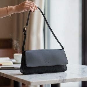 Vintage Givenchy Designer Y2K Purse Shoulder Bag Black Leather Minimalist